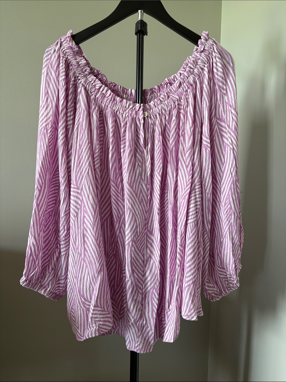 Terra & Sky Size 1x Lavender Patterned Blouse, NWT